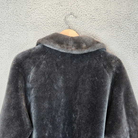 Vintage Rothmoor Gold & Co Gray Faux Fur Coat Open Front Bell Sleeves Women's - Picture 10 of 13